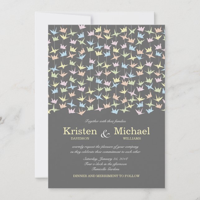 Invitation 1000 Hanging Origami Mariage de grues en papier (g (Devant)