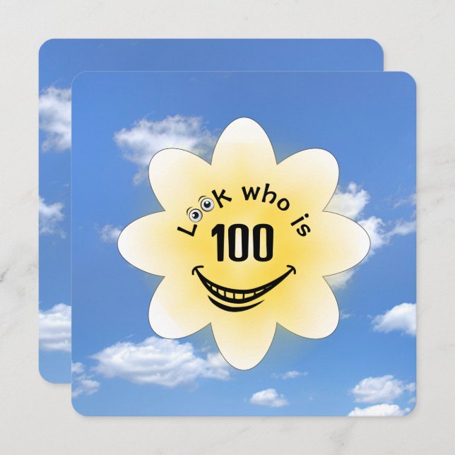 Invitation 1000e fête d'anniversaire soleil d'été (Devant / Derrière)