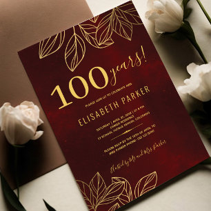 Invitation 100 ans élégant chic fête de 100e anniversaire