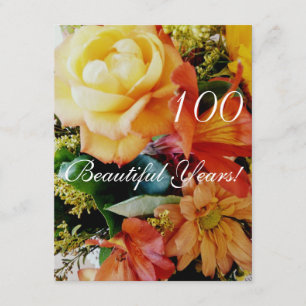 Invitation 100 belles années ! - Anniversaire/bouquet rose