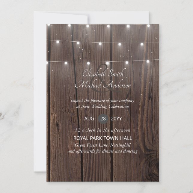 Invitation 100 Budget Le mariage RUSTIQUE en bois invite dans (Devant)