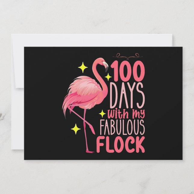 Invitation 100 Jours Avec Mon Fabulous Flock Flamant rose Sch (Devant)