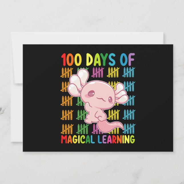 Invitation 100 Jours D'Apprentissage Magique École Axolotl (Devant)
