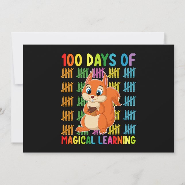 Invitation 100 Jours D'Apprentissage Magique École D'Écureuil (Devant)