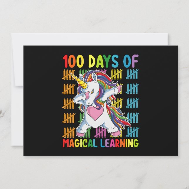 Invitation 100 Jours D'Apprentissage Magique École Unicorn (Devant)