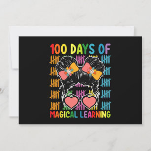 Invitation 100 Jours D'Apprentissage Magique Messy Bun School