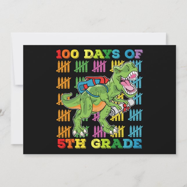 Invitation 100 Jours De 5E Année T Rex Dinosaur School (Devant)
