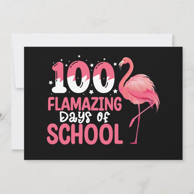 Invitation 100 Jours de flamazing de Flamant rose scolaire En (Devant)