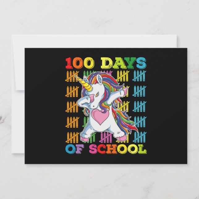Invitation 100 Jours De L'École Unicorn Enseignant (Devant)