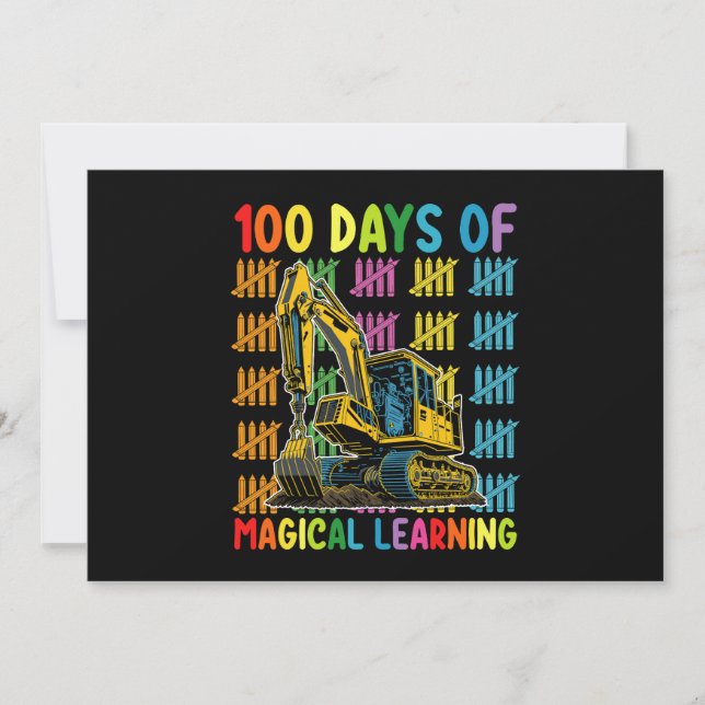 Invitation 100 Jours De Magical Learning Excavator School (Devant)