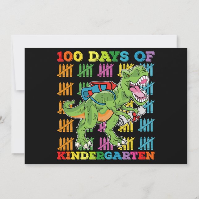 Invitation 100 Jours De Maternelle T Rex Dinosaur School (Devant)