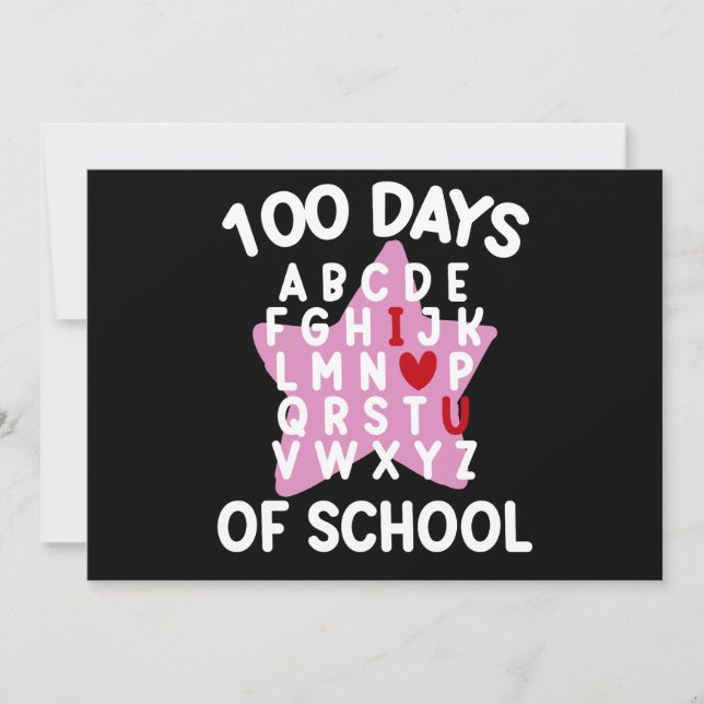 Invitation 100 jours d'école Alphabet 100ème jour Enseignant  (Devant)