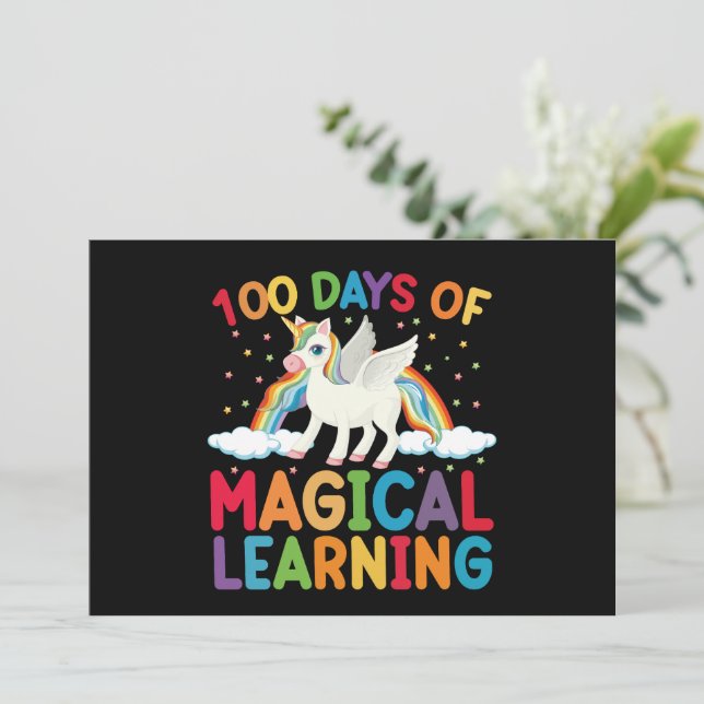 Invitation 100 jours d'école licorne magique pour filles  (Debout devant)