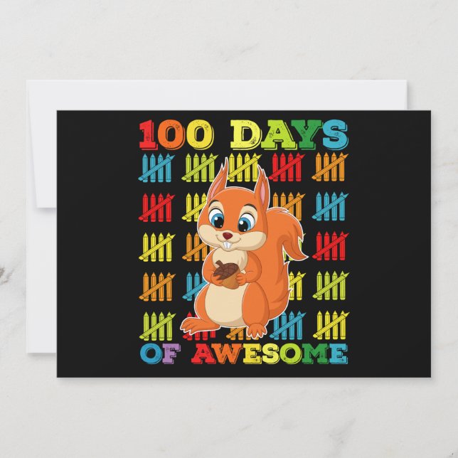 Invitation 100 Jours D'Écureuil Étonnant 100E Jour De L'École (Devant)