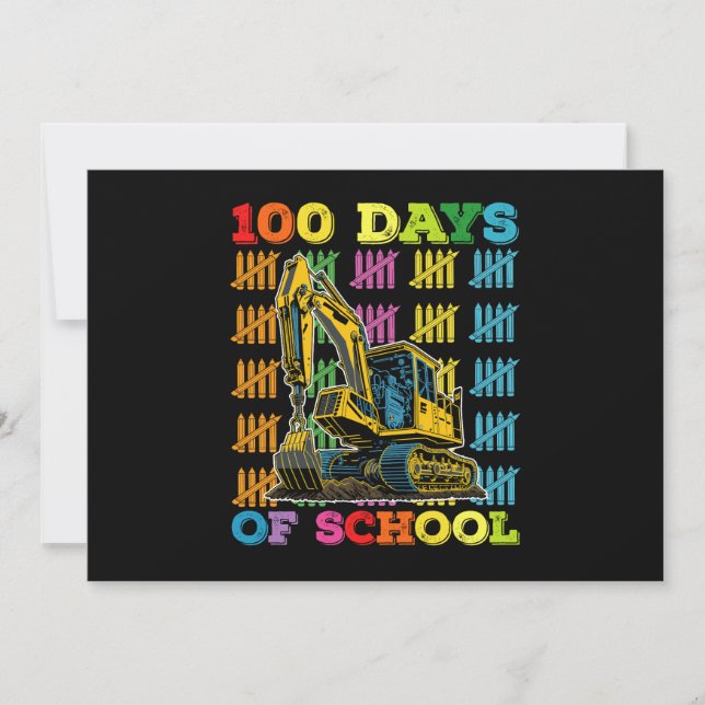 Invitation 100 Jours D'Enseignant De L'École D'Excavateur (Devant)
