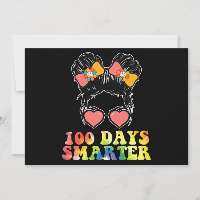 Invitation 100 Jours Filles intelligentes Messy Bun School Ti (Devant)