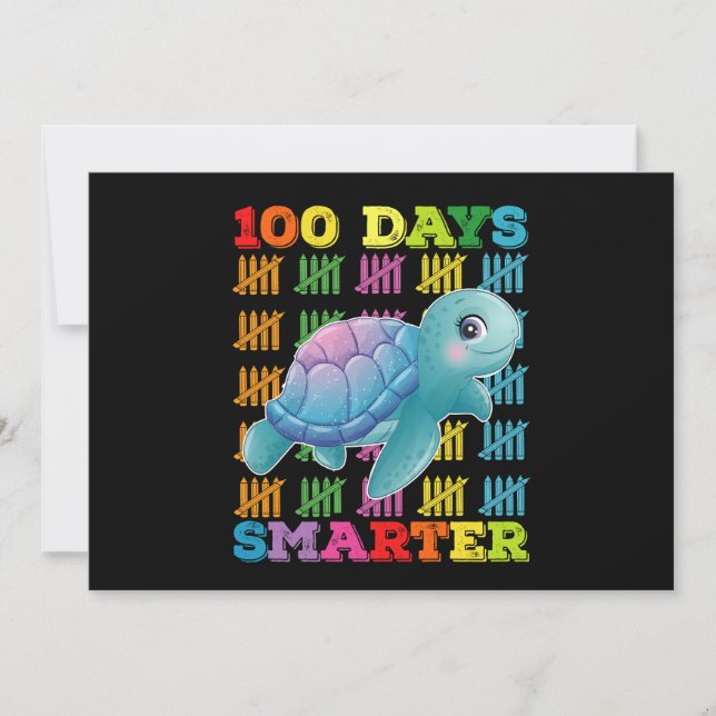Invitation 100 Jours Tortue intelligente 100e Jour De L'École (Devant)