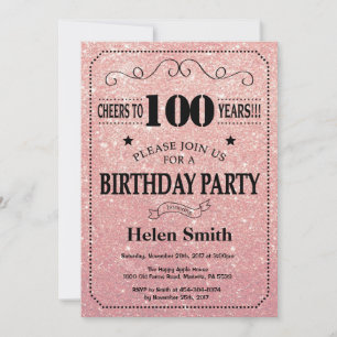 Invitation 100e anniversaire Black and Rose Rose Parties scin
