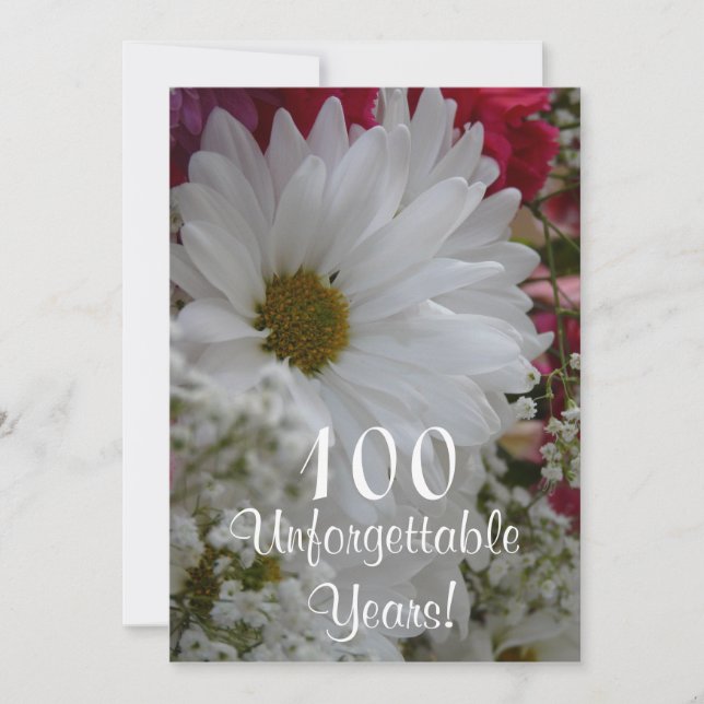 Invitation 100e anniversaire / Bouqet de la marguerite blanch (Devant)