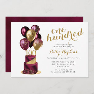 Invitation 100e anniversaire Burgundy Cake