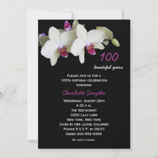 Invitation 100e anniversaire de fête Orchidées