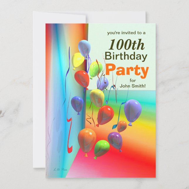 Invitation 100e anniversaire de la fête de ballon mur (Devant)