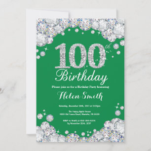 Invitation 100e anniversaire Diamant d'argent vert