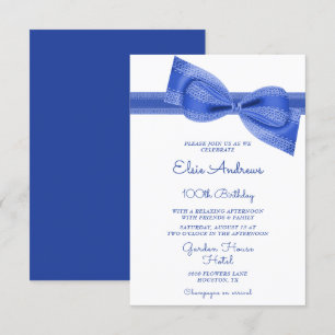 Invitation 100e anniversaire du Centenaire Bleu Bow & Ribbon