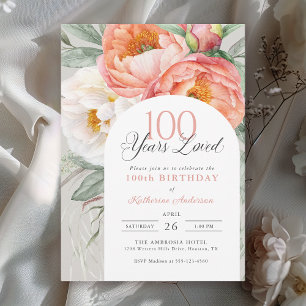 Invitation 100e anniversaire Elégante florale féminine