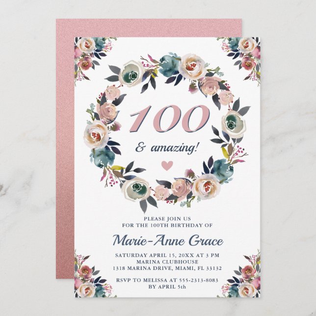 Invitation 100e anniversaire Fête Florale Dames (Devant / Derrière)