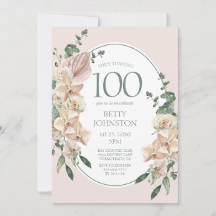 Invitation 100e Anniversaire Floral Tropical