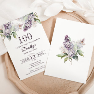 Invitation 100e anniversaire Purple Spring Lilac Fleur