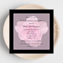 100e anniversaire Rose de l'invitation de fête pou