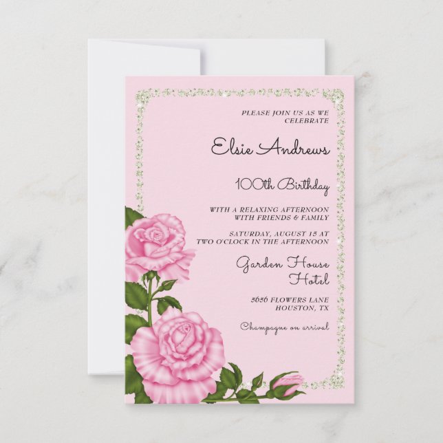 Invitation 100e anniversaire Rose du centenaire (Devant)