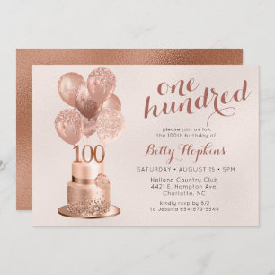 Invitation 100e anniversaire Rose Gold Cake