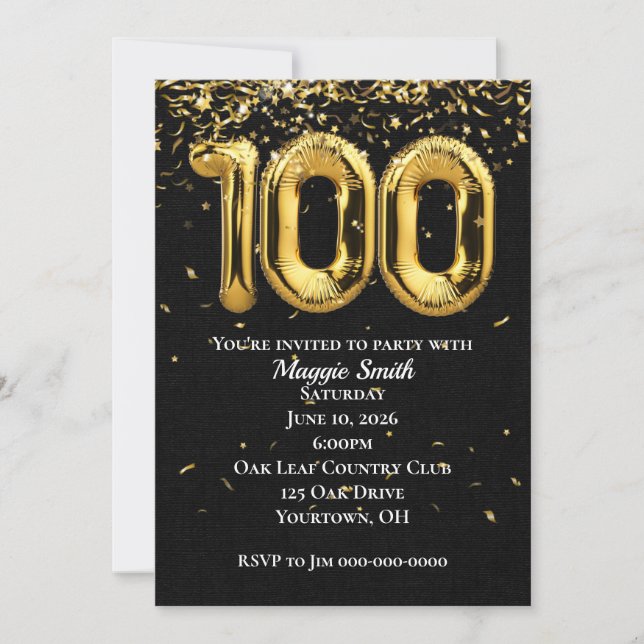 Invitation 100e Ballons d'or et Confetti (Devant)