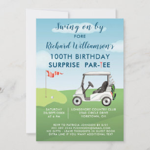 Invitation 100e Fête d'anniversaire surprise thème golf homme