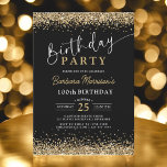 Invitation 100e Parties scintillant d'or noir Anniversaire n'<br><div class="desc">Célébrez un extraordinaire 100e anniversaire en style avec cette Parties scintillant d'or noir Invitation anniversaire! Doté d'un élégant arrière - plan noir avec des détails brillants de parties scintillant en faux or, ce design est à la fois séduisant et intemporel. Parfait pour un 100ème jalon ou n’importe quel âge, le...</div>
