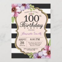 100th Femmes d'invitation d'anniversaire. Noir