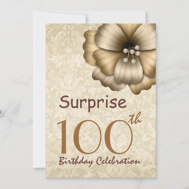 Invitation 100th Fleur d'or de fête d'anniversaire de (Devant)