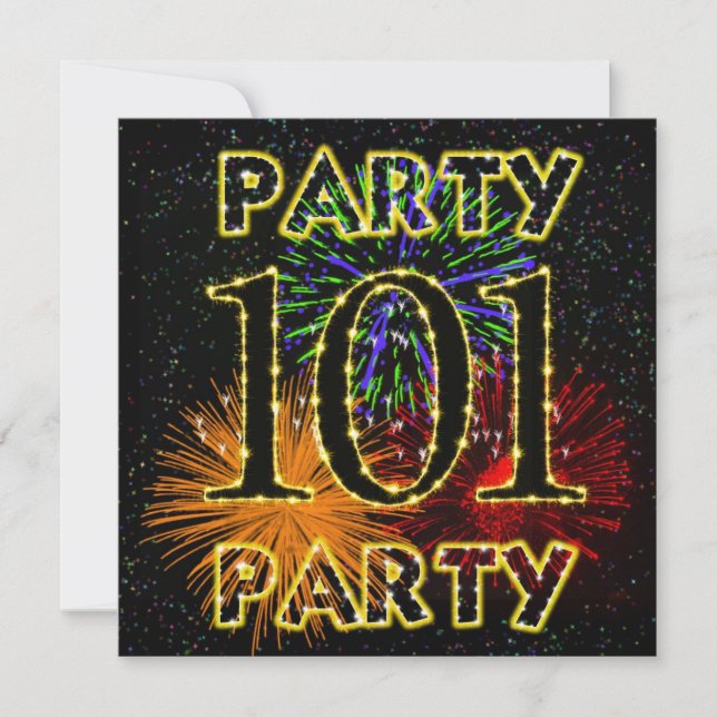 Invitation 101e anniversaire avec feu d'artifice (Devant)