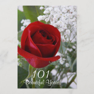 Invitation 101e anniversaire - Rose rouge