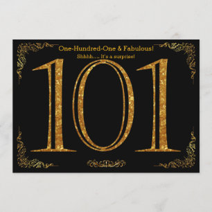 Invitation 101st Fête d'anniversaire, grand Gatsby, glitt