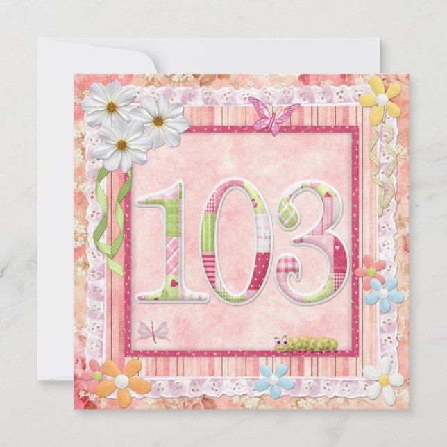 Invitation 103ème anniversaire style scrapbooking (Devant)