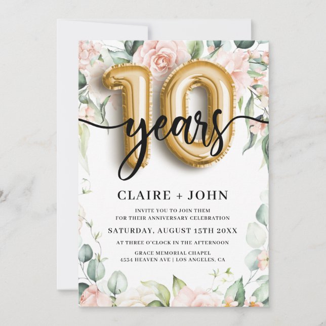 Invitation 10 ans de mariage -  Célébration du Ballon d'Or (Devant)