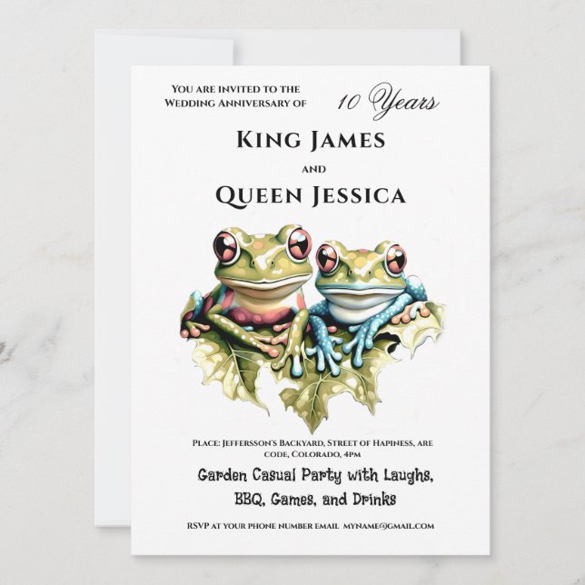 Invitation 10 ans Mariage Anniversaire Jardin Décontractée fê (Devant)