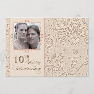 Invitation 10 ans photo anniversaire de mariage vintage