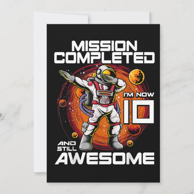 Invitation 10e anniversaire astronaute 10 ans espace extra-at (Devant)