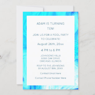 Invitation 10e anniversaire Bleu Abstrait Artsy Cool âge pers