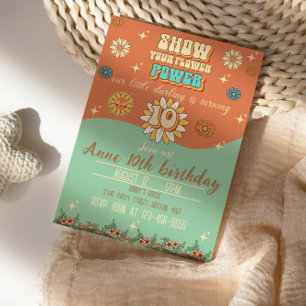 Invitation 10e anniversaire bohème super style rétro